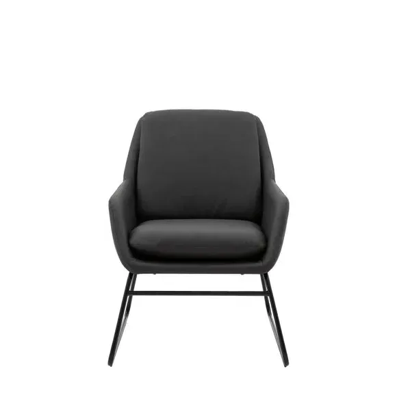 Accent Chair with Metal Frame - Charcoal, Faux Leather