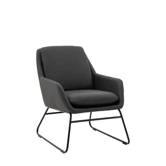Accent Chair with Metal Frame - Charcoal, Faux Leather