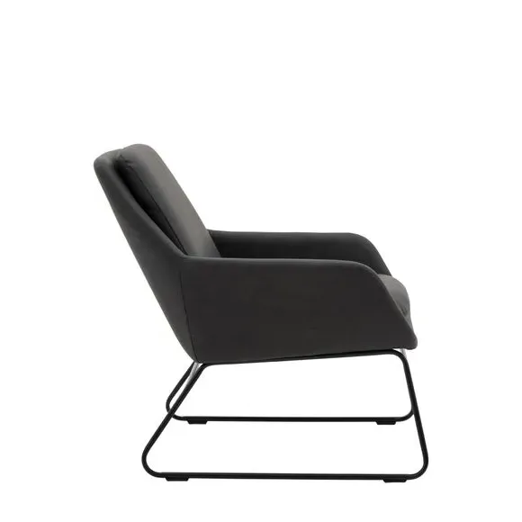 Accent Chair with Metal Frame - Charcoal, Faux Leather