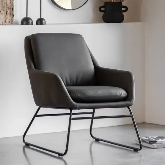 Accent Chair with Metal Frame - Charcoal, Faux Leather image