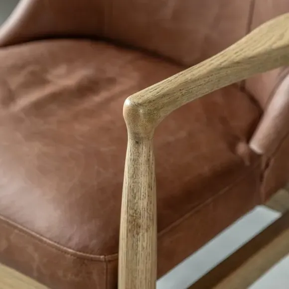 Accent Chair with Padding - Brown, Leather
