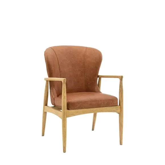 Accent Chair with Padding - Brown, Leather
