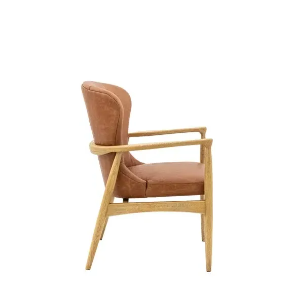 Accent Chair with Padding - Brown, Leather