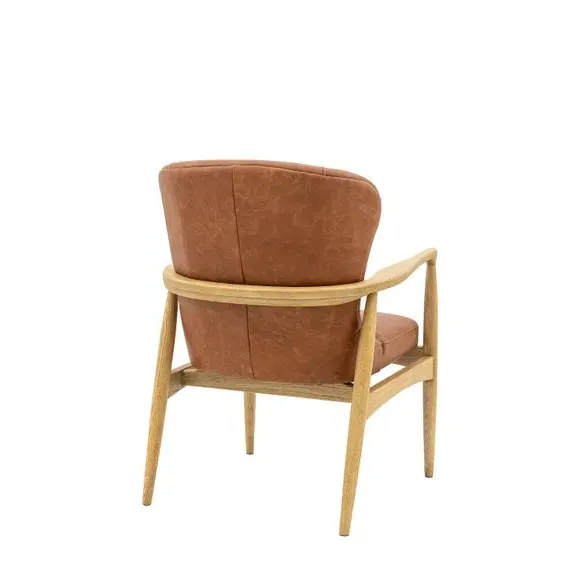 Accent Chair with Padding - Brown, Leather