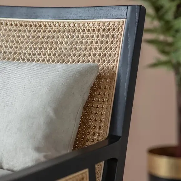 Accent Chair with Rattan Design - Cream