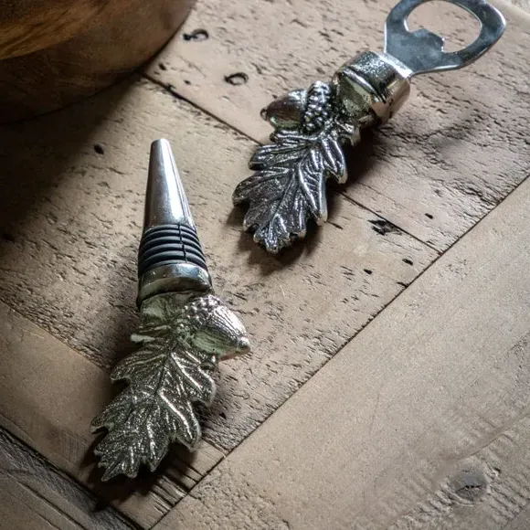 Acorn Bottle Stopper - Silver, Nickel
