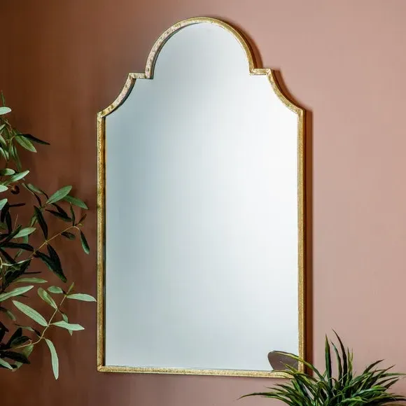 Arch Wall Mirror with Frame - Gold, Metal image