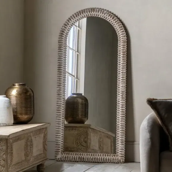 Arched Full Length Leaner Mirror - Cream