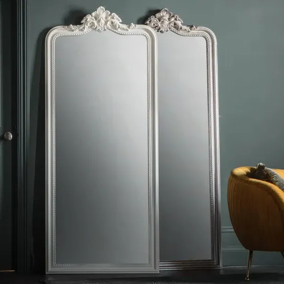 Arched Full Length Leaner Mirror - White, Wood
