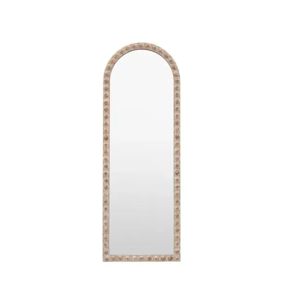Arched Full Length Mirror - Natural, Beaded Frame
