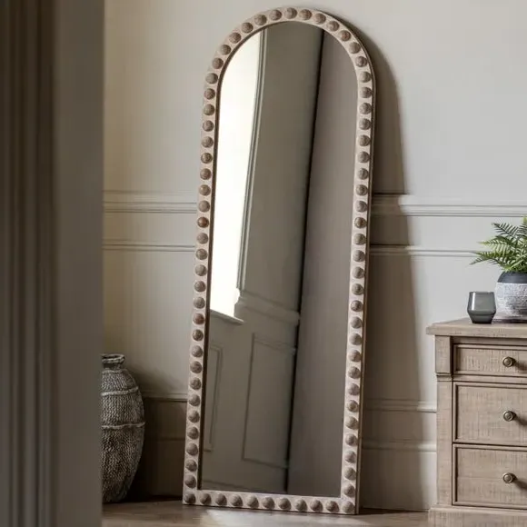 Arched Full Length Mirror - Natural, Beaded Frame image