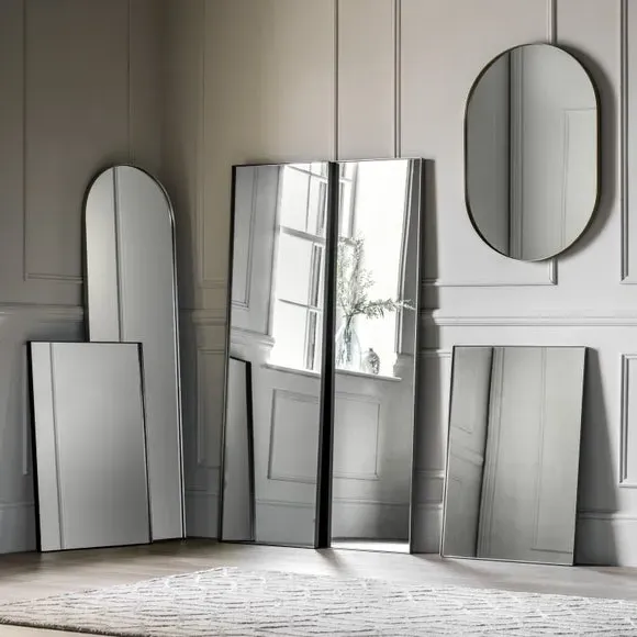 Arched Full Length Wall Mirror - Gold, Metal