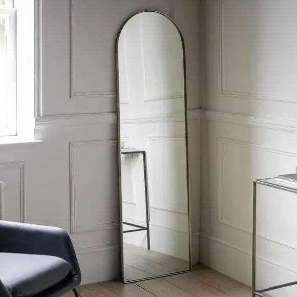 Arched Full Length Wall Mirror - Gold, Metal image