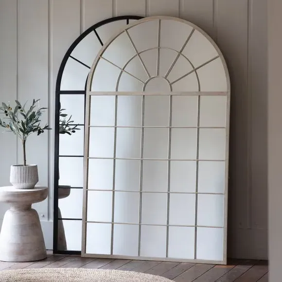 Arched Leaner Mirror Window Style - White