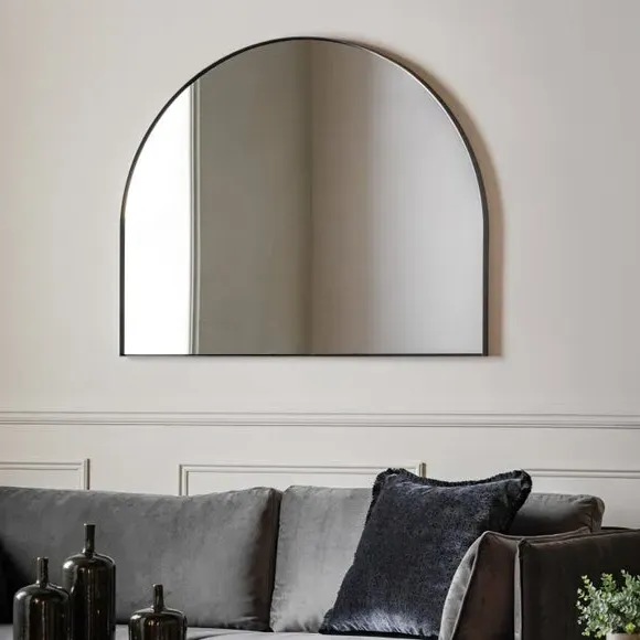 Arched Overmantel Wall Mirror - Black image