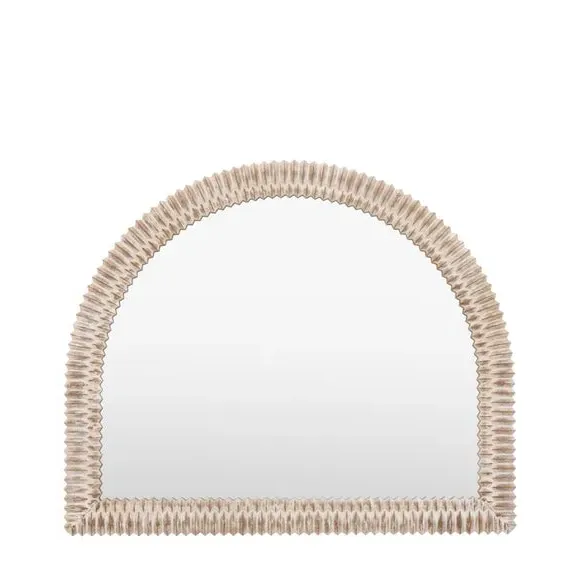 Arched Wall Mirror Distressed Finish - Cream