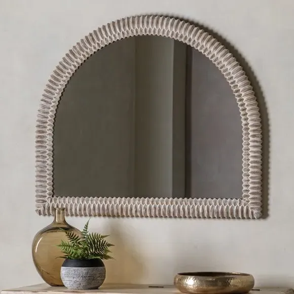 Arched Wall Mirror Distressed Finish - Cream image
