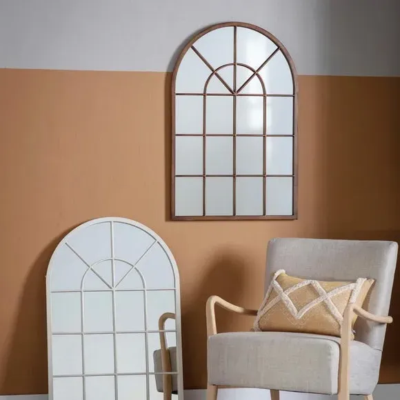 Arched Wall Mirror Window Style - Bronze