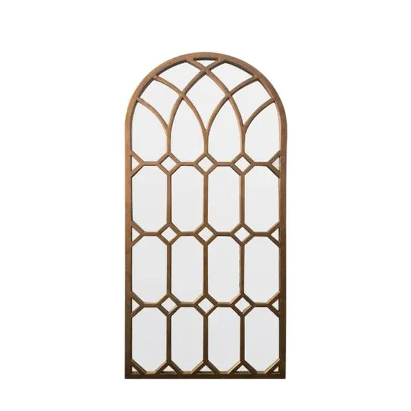 Arched Wall Mirror Window Style - Bronze, Metal