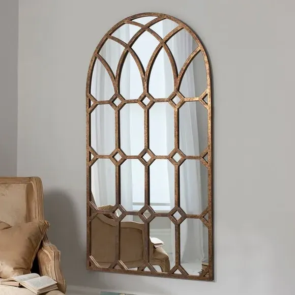 Arched Wall Mirror Window Style - Bronze, Metal image