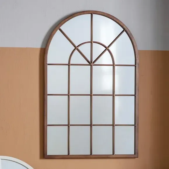 Arched Wall Mirror Window Style - Bronze image