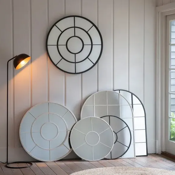 Arched Window Wall Mirror - Black, Metal