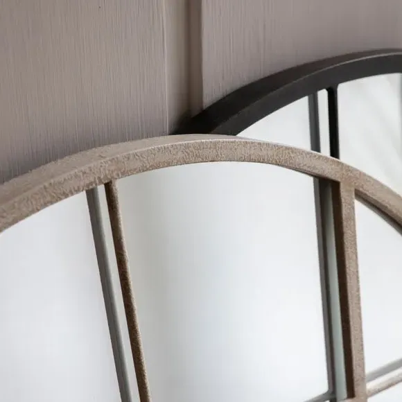 Arched Window Wall Mirror - Black, Metal