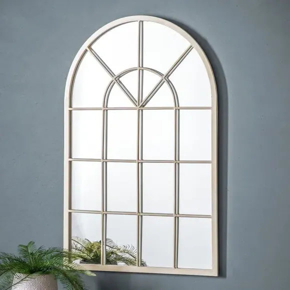 Arched Window Wall Mirror - Cream, Metal image