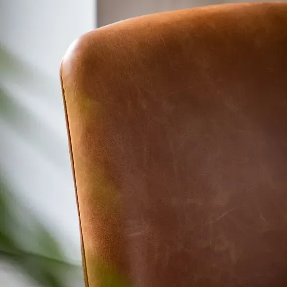 Armchair with Padded Cushions - Brown, Leather