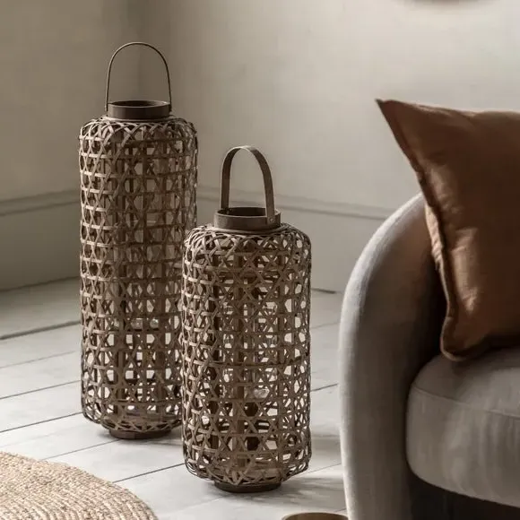 Bamboo Lantern with Handle - Natural