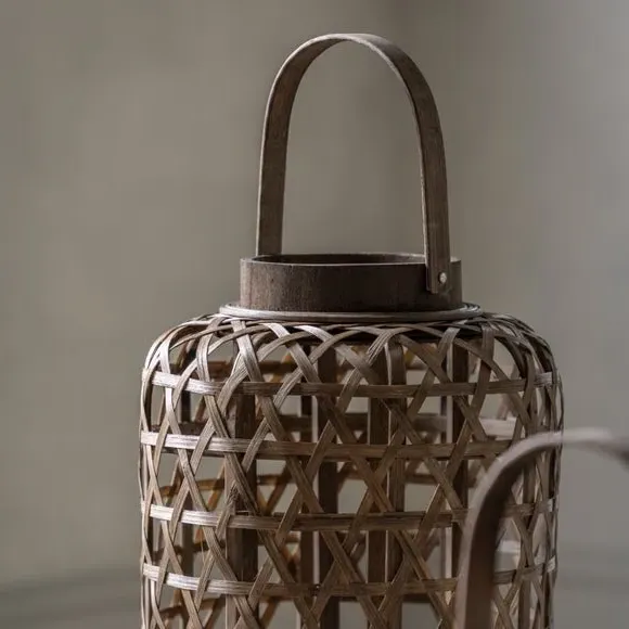 Bamboo Lantern with Handle - Natural