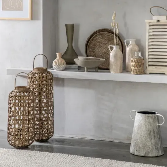 Bamboo Lantern with Handle - Natural