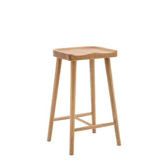Bar Stool with Saddle Seat - Natural, Oak