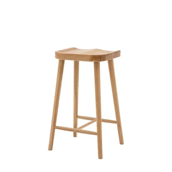 Bar Stool with Saddle Seat - Natural, Oak