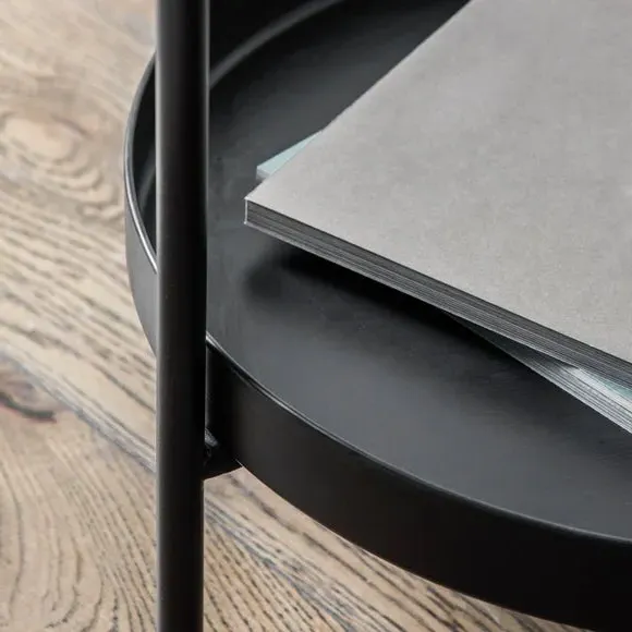 Bath Side Table with Shelf - Black, Iron