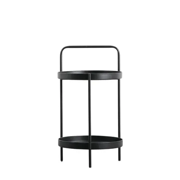 Bath Side Table with Shelf - Black, Iron