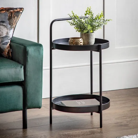 Bath Side Table with Shelf - Black, Iron