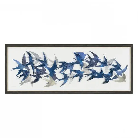 Bird Flock Framed Print - Blue