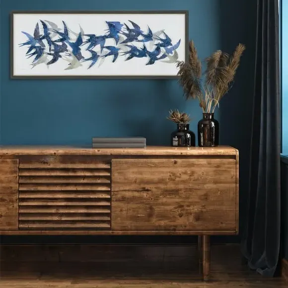 Bird Flock Framed Print - Blue image