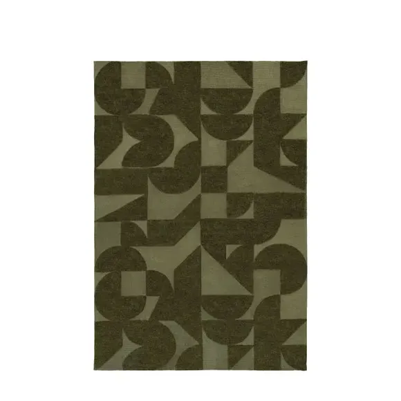 Block Pattern Area Rug - Green image