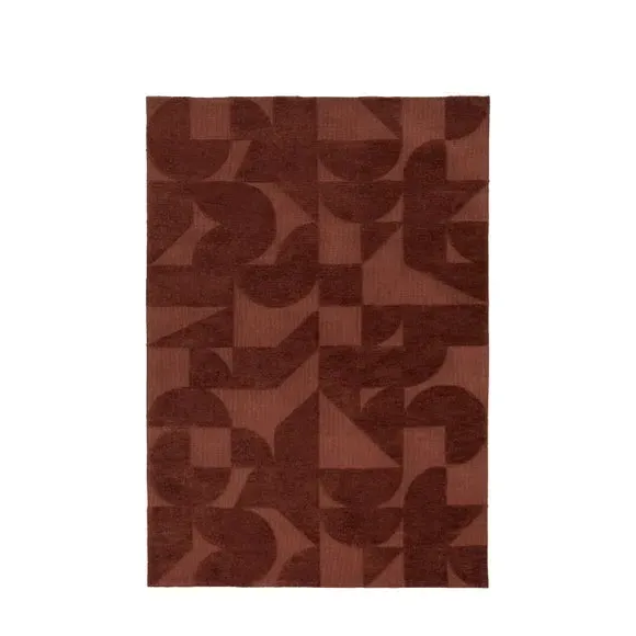 Block Pattern Area Rug - Orange