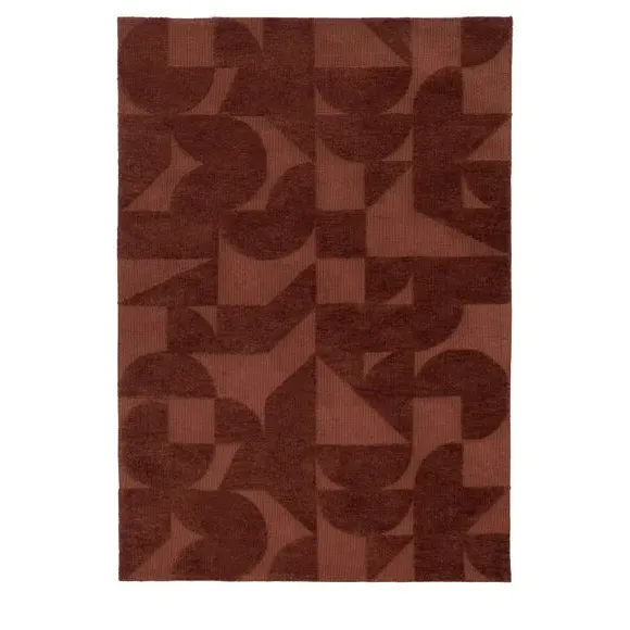 Block Pattern Area Rug - Orange