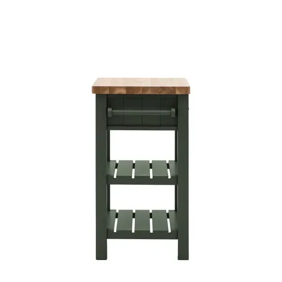 Butchers Block Table with Storage - Green, Oak