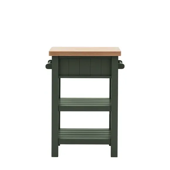 Butchers Block Table with Storage - Green, Oak