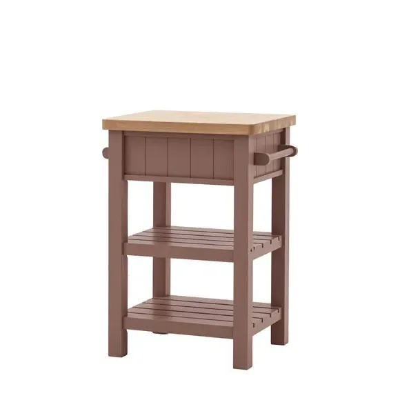Butchers Block Table with Storage - Oyster, Oak