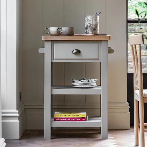 Butchers Block Table with Storage - Taupe, Oak