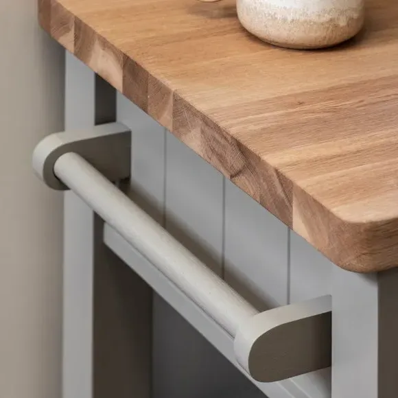 Butchers Block Table with Storage - Taupe, Oak