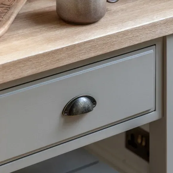 Butchers Block Table with Storage - Taupe, Oak