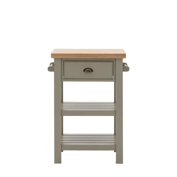 Butchers Block Table with Storage - Taupe, Oak