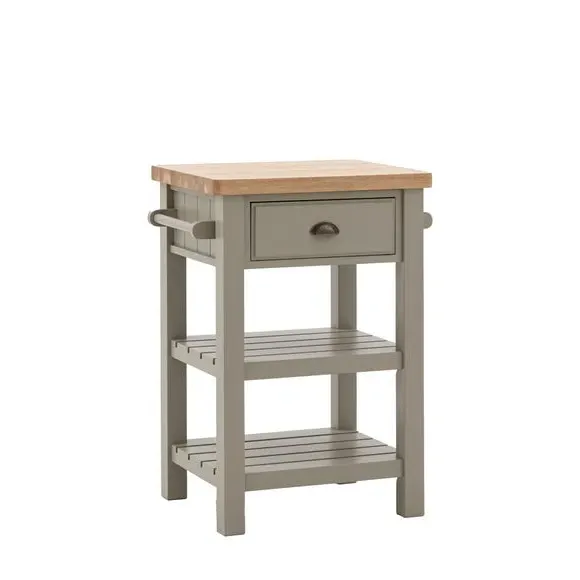 Butchers Block Table with Storage - Taupe, Oak